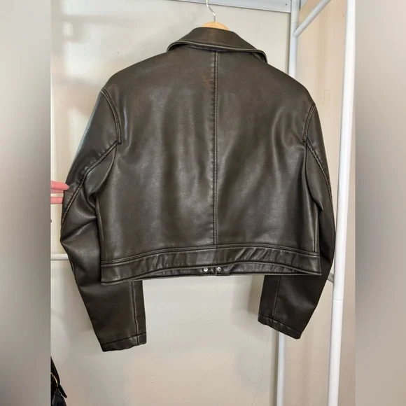 Zara Women's Olive Faux Leather Jacket - Picture 3 of 3